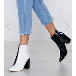 Two toned black and white booties- nasty gal